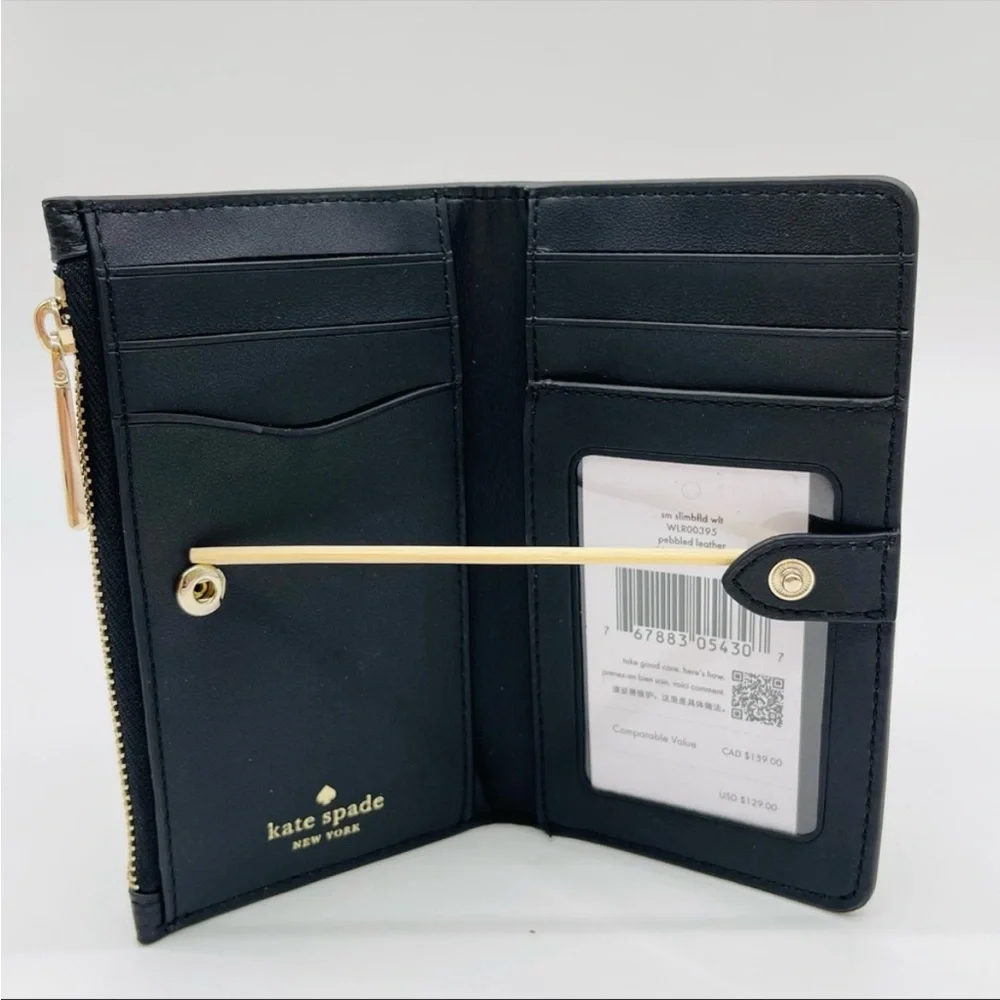 Kate Spade Leila Small Slim Bifold Wallet Black - Picture 5 of 8